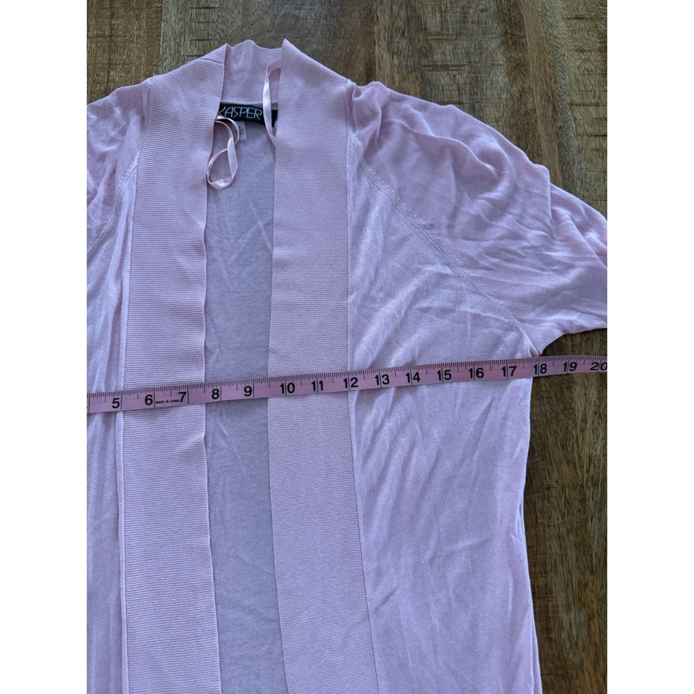 Kasper‎ Pink Long Open Front Cardigan Sweater Women's M Lightweight Duster - Picture 4 of 6